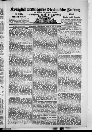 Königlich privilegirte Berlinische Zeitung von Staats- und gelehrten Sachen vom 10.11.1896