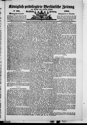 Königlich privilegirte Berlinische Zeitung von Staats- und gelehrten Sachen vom 11.11.1896