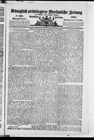 Königlich privilegirte Berlinische Zeitung von Staats- und gelehrten Sachen vom 14.11.1896