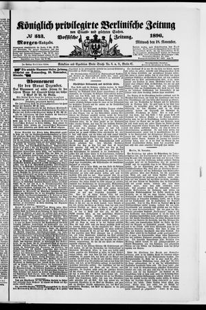 Königlich privilegirte Berlinische Zeitung von Staats- und gelehrten Sachen vom 18.11.1896