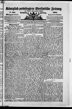 Königlich privilegirte Berlinische Zeitung von Staats- und gelehrten Sachen vom 20.11.1896