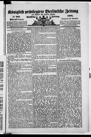 Königlich privilegirte Berlinische Zeitung von Staats- und gelehrten Sachen vom 20.11.1896