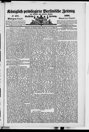 Königlich privilegirte Berlinische Zeitung von Staats- und gelehrten Sachen vom 09.12.1896