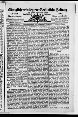 Königlich privilegirte Berlinische Zeitung von Staats- und gelehrten Sachen vom 16.12.1896