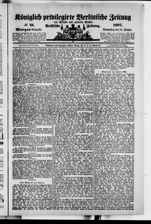 Königlich privilegirte Berlinische Zeitung von Staats- und gelehrten Sachen on Jan 14, 1897