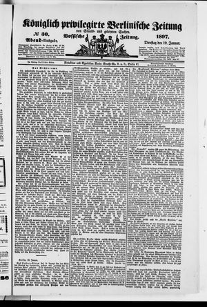Königlich privilegirte Berlinische Zeitung von Staats- und gelehrten Sachen vom 19.01.1897