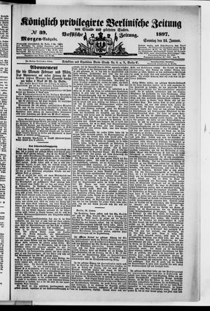 Königlich privilegirte Berlinische Zeitung von Staats- und gelehrten Sachen vom 24.01.1897