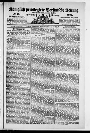 Königlich privilegirte Berlinische Zeitung von Staats- und gelehrten Sachen on Jan 30, 1897