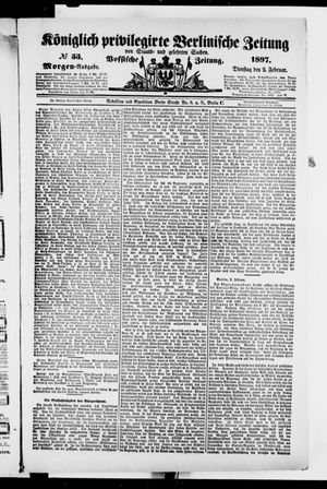Königlich privilegirte Berlinische Zeitung von Staats- und gelehrten Sachen vom 02.02.1897