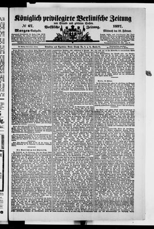 Königlich privilegirte Berlinische Zeitung von Staats- und gelehrten Sachen on Feb 10, 1897