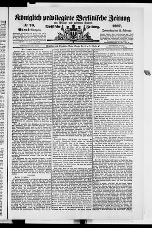 Königlich privilegirte Berlinische Zeitung von Staats- und gelehrten Sachen vom 11.02.1897
