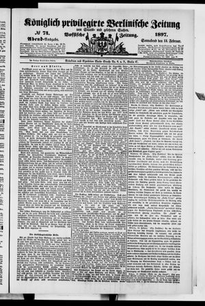 Königlich privilegirte Berlinische Zeitung von Staats- und gelehrten Sachen on Feb 13, 1897