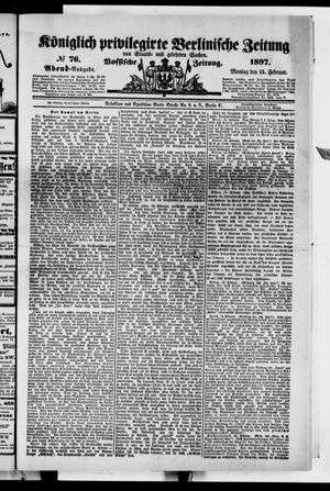 Königlich privilegirte Berlinische Zeitung von Staats- und gelehrten Sachen on Feb 15, 1897