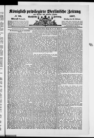 Königlich privilegirte Berlinische Zeitung von Staats- und gelehrten Sachen on Feb 23, 1897