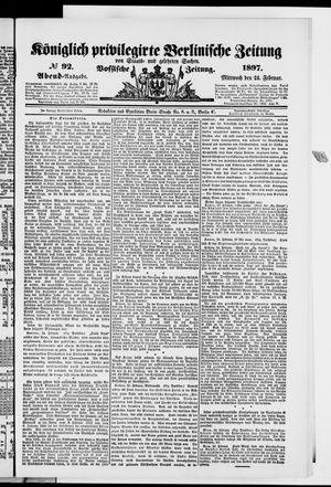 Königlich privilegirte Berlinische Zeitung von Staats- und gelehrten Sachen vom 24.02.1897