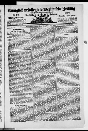 Königlich privilegirte Berlinische Zeitung von Staats- und gelehrten Sachen on Feb 25, 1897