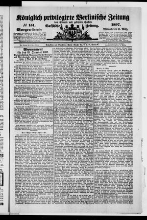 Königlich privilegirte Berlinische Zeitung von Staats- und gelehrten Sachen vom 31.03.1897