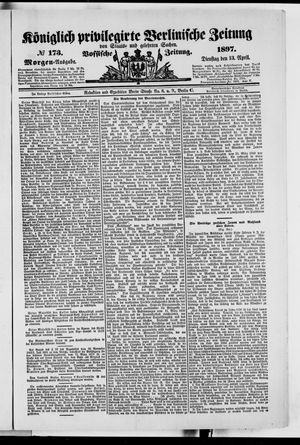 Königlich privilegirte Berlinische Zeitung von Staats- und gelehrten Sachen on Apr 13, 1897