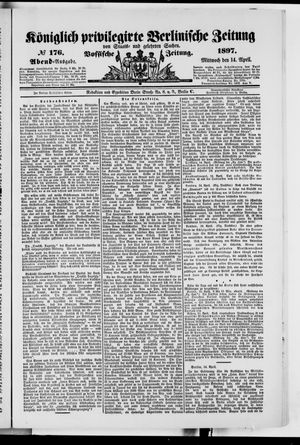 Königlich privilegirte Berlinische Zeitung von Staats- und gelehrten Sachen vom 14.04.1897