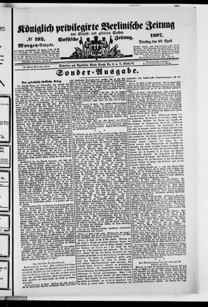 Königlich privilegirte Berlinische Zeitung von Staats- und gelehrten Sachen on Apr 20, 1897