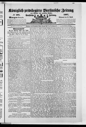 Königlich privilegirte Berlinische Zeitung von Staats- und gelehrten Sachen on Apr 21, 1897