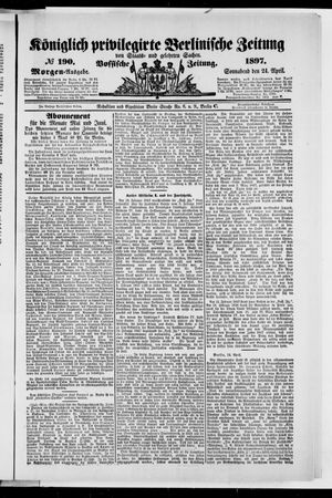 Königlich privilegirte Berlinische Zeitung von Staats- und gelehrten Sachen vom 24.04.1897