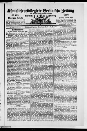 Königlich privilegirte Berlinische Zeitung von Staats- und gelehrten Sachen vom 25.04.1897