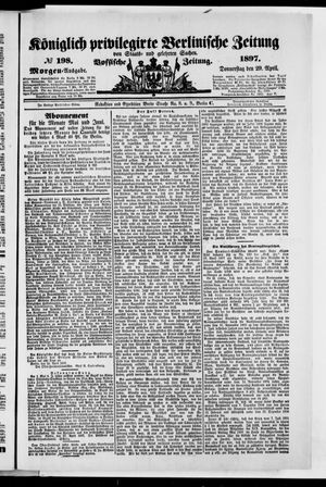 Königlich privilegirte Berlinische Zeitung von Staats- und gelehrten Sachen vom 29.04.1897