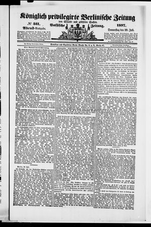 Königlich privilegirte Berlinische Zeitung von Staats- und gelehrten Sachen vom 29.07.1897