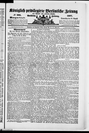 Königlich privilegirte Berlinische Zeitung von Staats- und gelehrten Sachen vom 19.08.1897