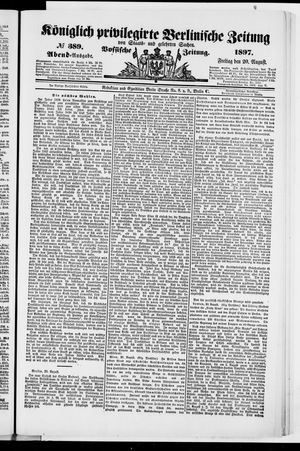 Königlich privilegirte Berlinische Zeitung von Staats- und gelehrten Sachen vom 20.08.1897