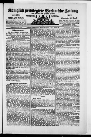 Königlich privilegirte Berlinische Zeitung von Staats- und gelehrten Sachen on Aug 29, 1897