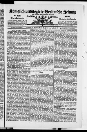 Königlich privilegirte Berlinische Zeitung von Staats- und gelehrten Sachen on Sep 13, 1897