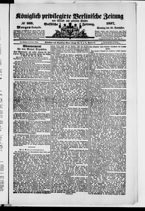 Königlich privilegirte Berlinische Zeitung von Staats- und gelehrten Sachen vom 28.11.1897