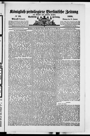 Königlich privilegirte Berlinische Zeitung von Staats- und gelehrten Sachen vom 10.01.1898