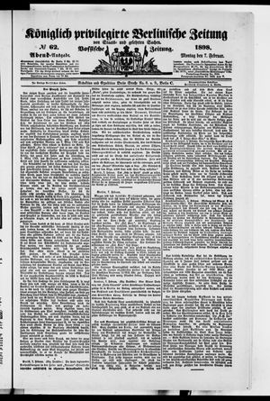 Königlich privilegirte Berlinische Zeitung von Staats- und gelehrten Sachen vom 07.02.1898