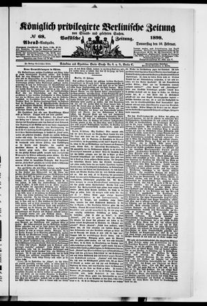 Königlich privilegirte Berlinische Zeitung von Staats- und gelehrten Sachen vom 10.02.1898