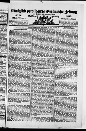 Königlich privilegirte Berlinische Zeitung von Staats- und gelehrten Sachen vom 14.02.1898