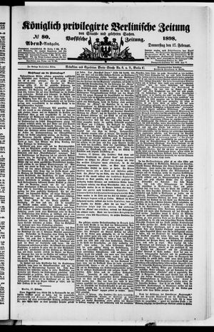 Königlich privilegirte Berlinische Zeitung von Staats- und gelehrten Sachen on Feb 17, 1898