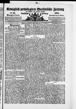 Königlich privilegirte Berlinische Zeitung von Staats- und gelehrten Sachen vom 19.02.1898