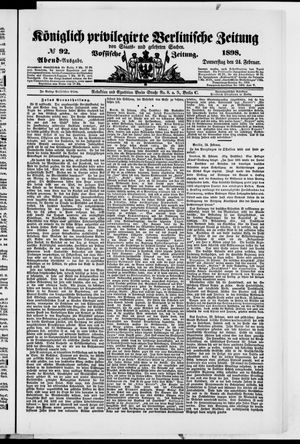 Königlich privilegirte Berlinische Zeitung von Staats- und gelehrten Sachen vom 24.02.1898