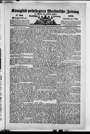 Königlich privilegirte Berlinische Zeitung von Staats- und gelehrten Sachen vom 03.03.1898