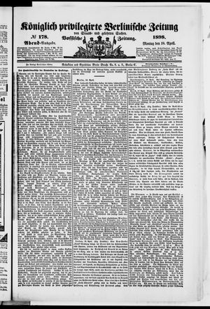Königlich privilegirte Berlinische Zeitung von Staats- und gelehrten Sachen vom 18.04.1898
