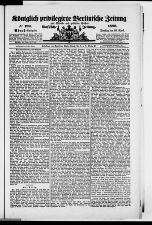 Königlich privilegirte Berlinische Zeitung von Staats- und gelehrten Sachen vom 26.04.1898