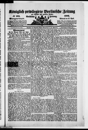 Königlich privilegirte Berlinische Zeitung von Staats- und gelehrten Sachen on Apr 27, 1898