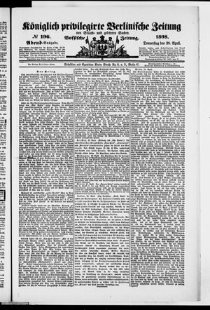 Königlich privilegirte Berlinische Zeitung von Staats- und gelehrten Sachen vom 28.04.1898