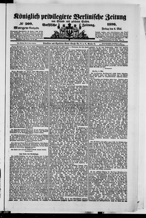 Königlich privilegirte Berlinische Zeitung von Staats- und gelehrten Sachen on May 6, 1898