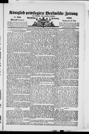 Königlich privilegirte Berlinische Zeitung von Staats- und gelehrten Sachen vom 10.05.1898
