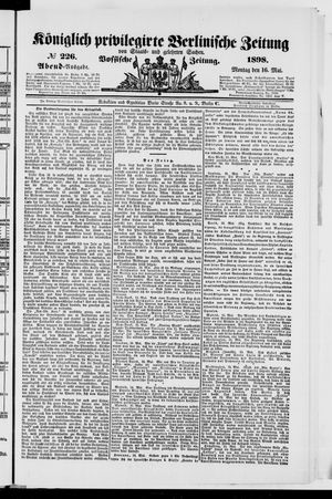 Königlich privilegirte Berlinische Zeitung von Staats- und gelehrten Sachen on May 16, 1898
