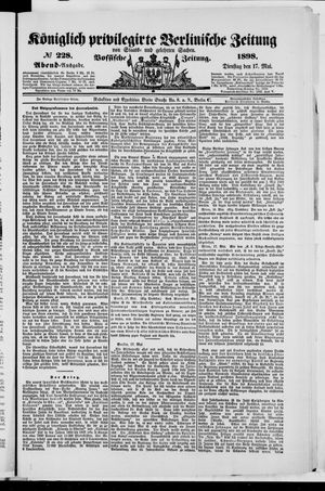 Königlich privilegirte Berlinische Zeitung von Staats- und gelehrten Sachen vom 17.05.1898